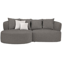 ECKSOFA in Plüsch Graphitfarben  166/235 cm  - Creme/Schwarz, MODERN, Kunststoff/Textil (166/235cm) - Hom`in