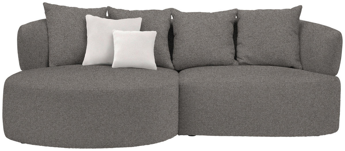 ECKSOFA in Plüsch Graphitfarben  166/235 cm  - Creme/Schwarz, MODERN, Kunststoff/Textil (166/235cm) - Hom`in