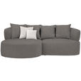 ECKSOFA in Plüsch Graphitfarben  - Creme/Schwarz, MODERN, Kunststoff/Textil (166/235cm) - Hom`in