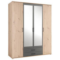DREHTÜRENSCHRANK 159/196/53,5 cm 4-türig Anthrazit, Eichefarben  - Eichefarben/Anthrazit, Basics, Glas/Holzwerkstoff (159/196/53,5cm) - MID.YOU