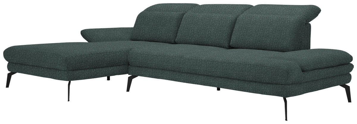 ECKSOFA in Webstoff Grau, Grün  - Schwarz/Grau, Design, Textil/Metall (180/289cm) - Stylife