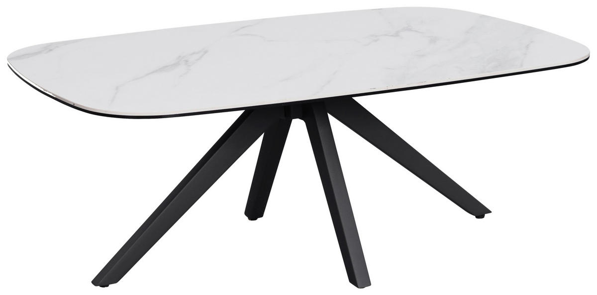 KONFERENČNÝ STOLÍK, antracitová, biela, kov, sklo, keramika, 110/70/42 cm - biela/antracitová, Design, kov/sklo (110/70/42cm) - Novel