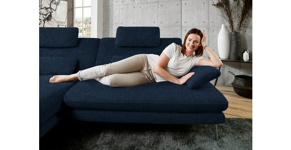 ECKSOFA in Velours Dunkelblau 184/284 cm - Schwarz/Dunkelblau, Design, Textil/Metall (184/284cm) - Dieter Knoll