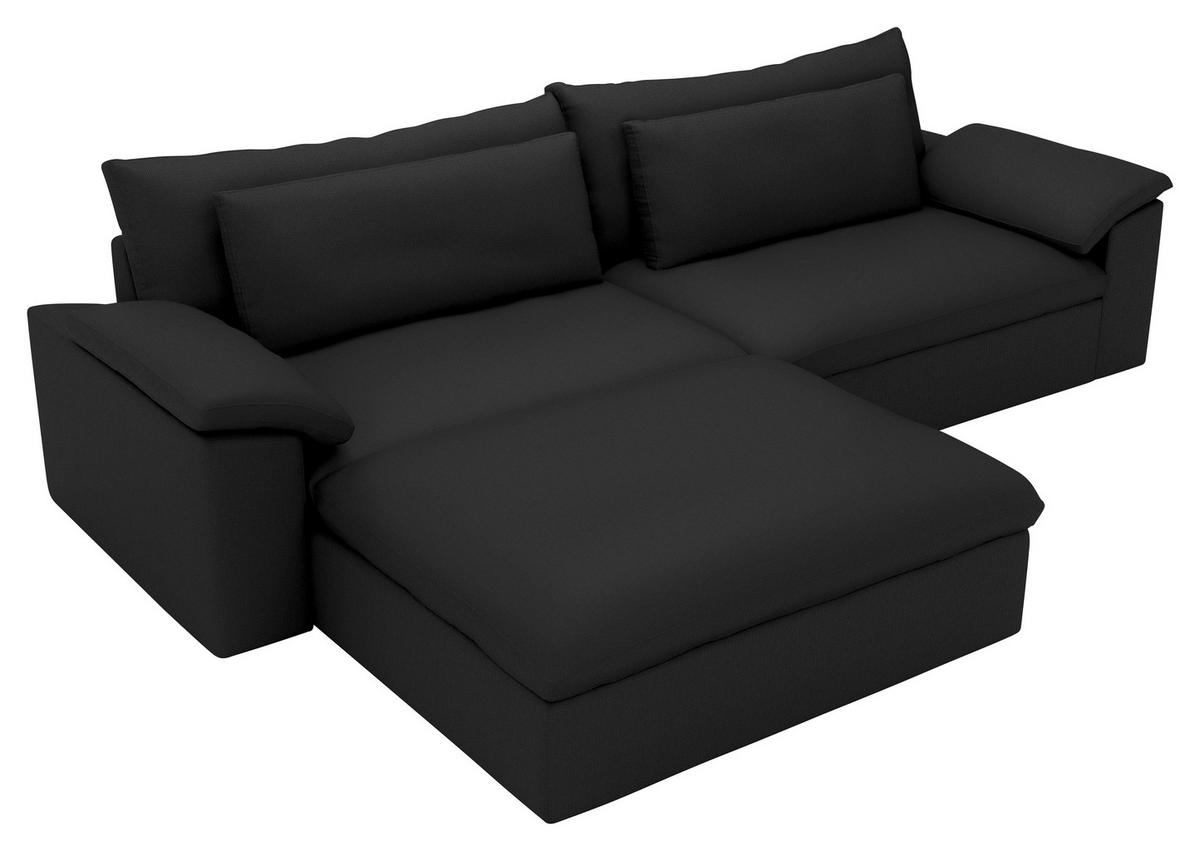 ECKSOFA  Chenille Schwarz  - Schwarz, Modern, Kunststoff/Textil (198/306cm) - Carryhome