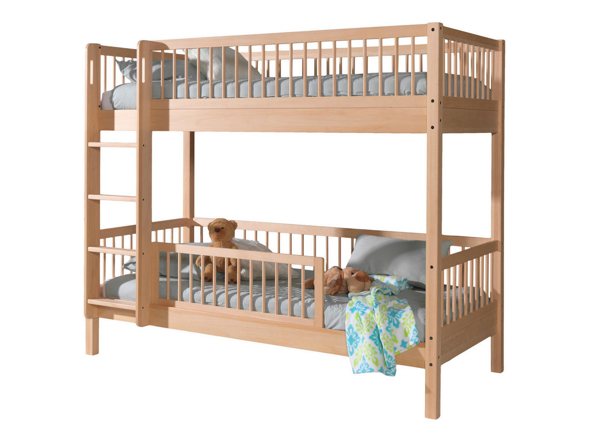 ETAGENBETT 90/200 cm,  in Buchefarben, Absturzsicherung, Leiter, Rollroste  - Buchefarben/Naturfarben, MODERN, Holz (90/200cm) - Vipack