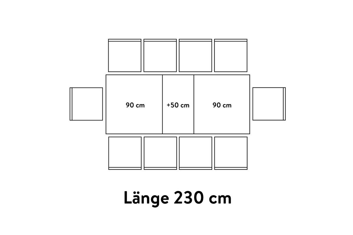ESSTISCH Schwarz, Schieferfarben  ausziehbar, in verschiedenen Größen erhältlich, in verschiedenen Holzdekoren erhältlich  - Schieferfarben/Schwarz, Basics, Holzwerkstoff/Metall (180-230/95/76cm) - Celina Home