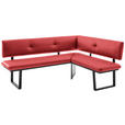 ECKBANK 205/165 cm  in Rot, Schwarz  - Rot/Schwarz, MODERN, Textil/Metall (205/165cm) - Cantus