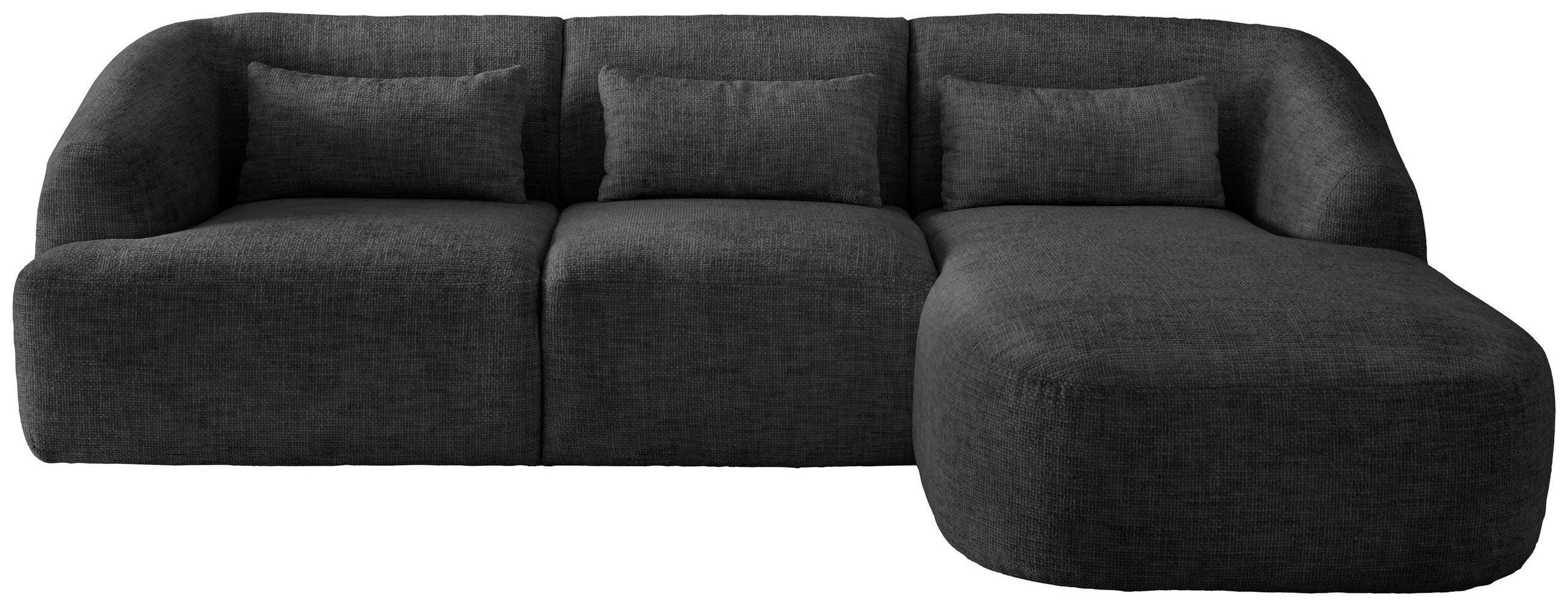 ECKSOFA in Struktur Schwarz  - Schwarz, Modern, Kunststoff/Textil (256/160cm) - Livetastic