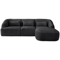 ECKSOFA in Struktur Schwarz  - Schwarz, Modern, Kunststoff/Textil (256/160cm) - Livetastic