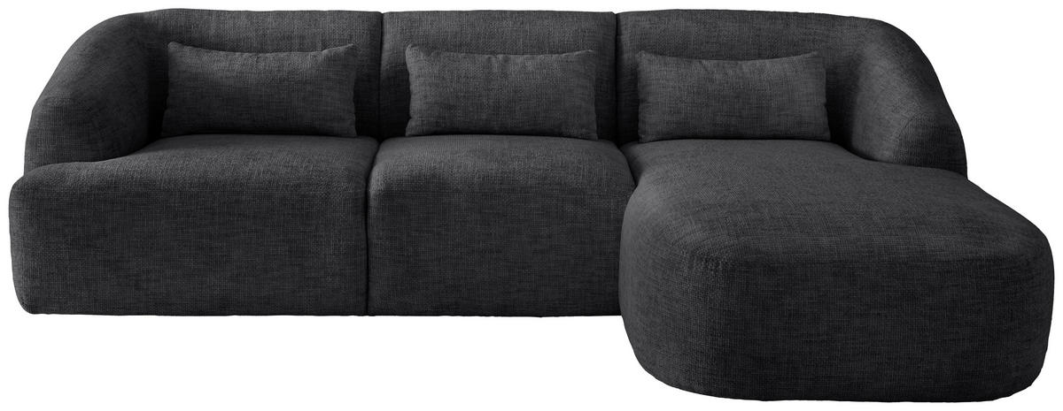 ECKSOFA in Struktur Schwarz  - Schwarz, Modern, Kunststoff/Textil (256/160cm) - Livetastic
