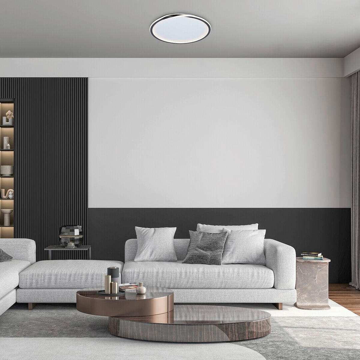 LED PLAFONJERA MATHIOLA  - bela/crna, Osnovno, metal/plastika (56/6cm)