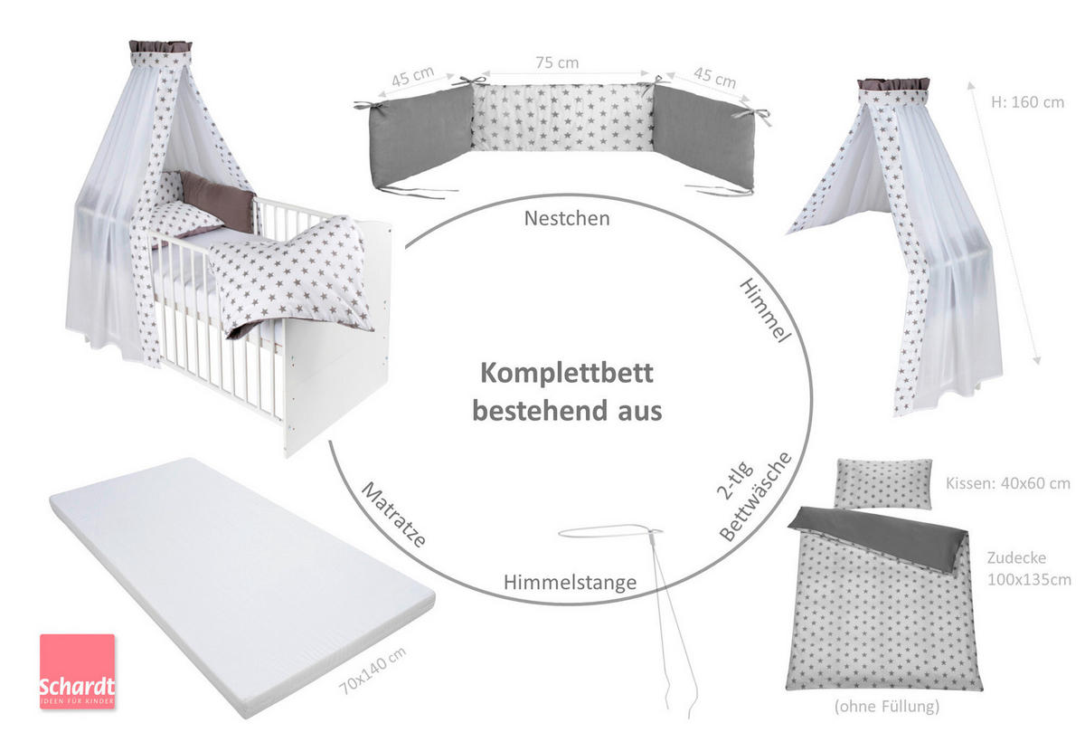 GITTERBETT-KOMPLETTSET  - Weiß, Basics, Holz/Holzwerkstoff (124/65/77cm) - Schardt
