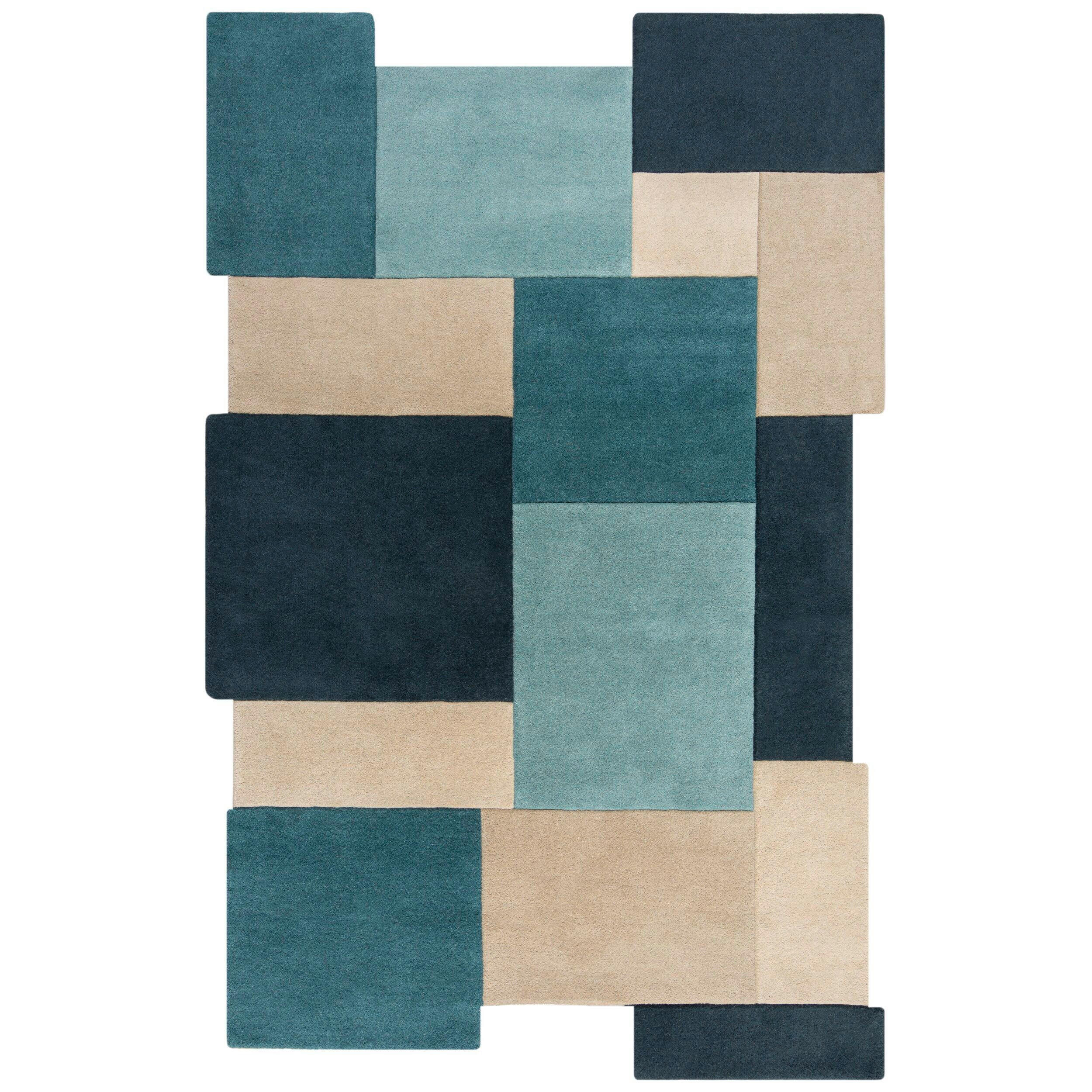 Flair Rugs Wollteppich Petrol 180x120 cm