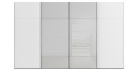 SCHWEBETÜRENSCHRANK 361/235/68 cm 4-türig Grau, Weiß - Chromfarben/Weiß, KONVENTIONELL, Glas/Holzwerkstoff (361/235/68cm) - Novel