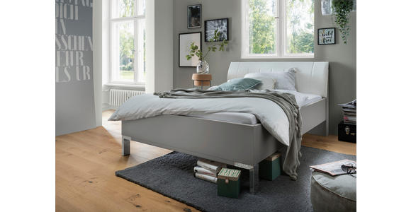 BETT 140/200 cm  in Grau, Weiß  - Chromfarben/Weiß, KONVENTIONELL, Holzwerkstoff/Textil (140/200cm) - Dieter Knoll