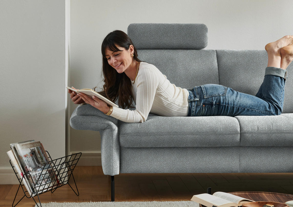 ECKSOFA in Flachgewebe Hellgrau  - Hellgrau/Schwarz, Konventionell, Textil/Metall (241/190cm) - Beldomo Comfort