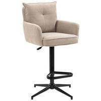 BARHOCKER Cord Creme, Beige Eisen Stoffauswahl, Sitzfläche 360° drehbar, inklusive Armlehnen  - Beige/Creme, Design, Textil/Metall (54/98-120/58cm) - Novel