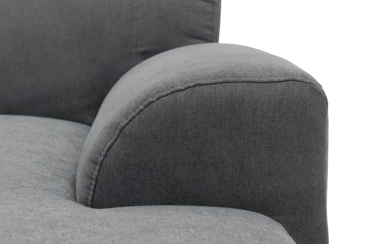 ECKSCHLAFSOFA NIKA Dunkelgrau Webstoff  - Dunkelgrau/Silberfarben, Basics, Holz/Textil (277/156cm) - MID.YOU
