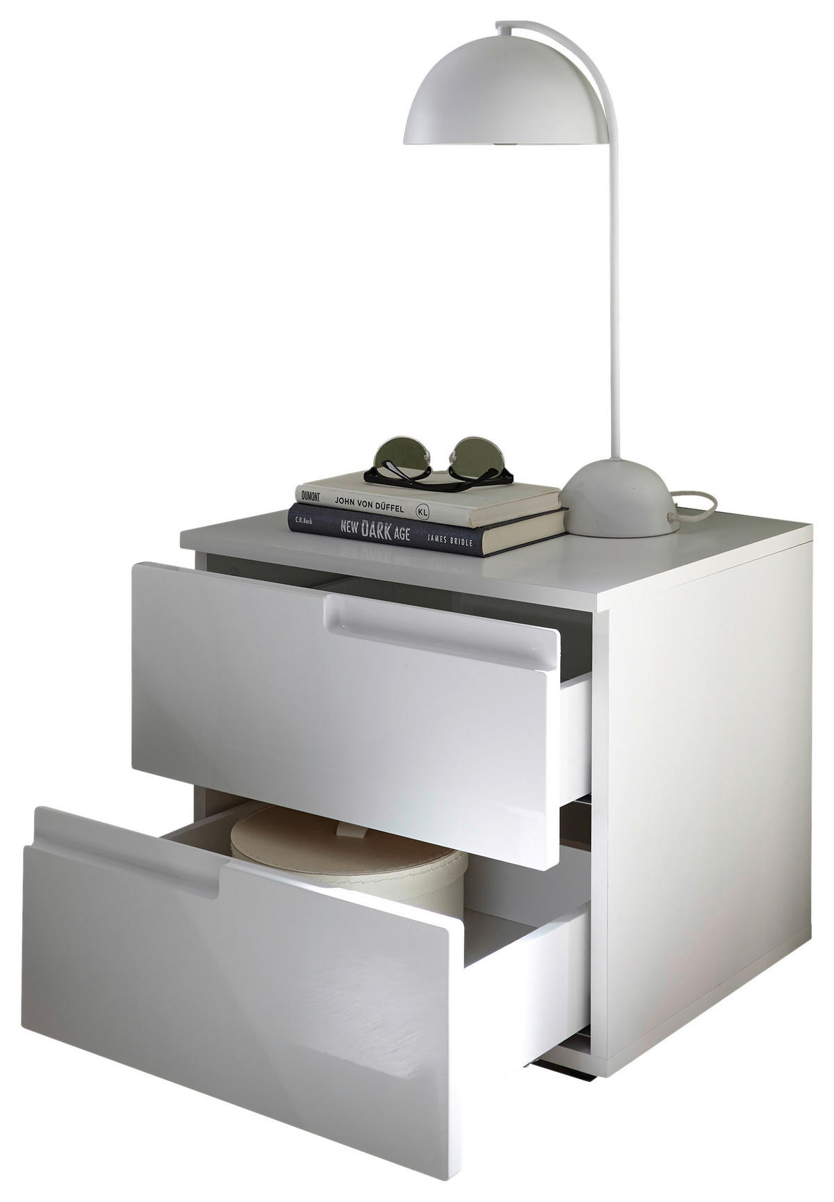 NACHTSCHRANK  - Weiß Hochglanz/Schwarz, MODERN, Holzwerkstoff/Kunststoff (46,2/41,7/40cm)
