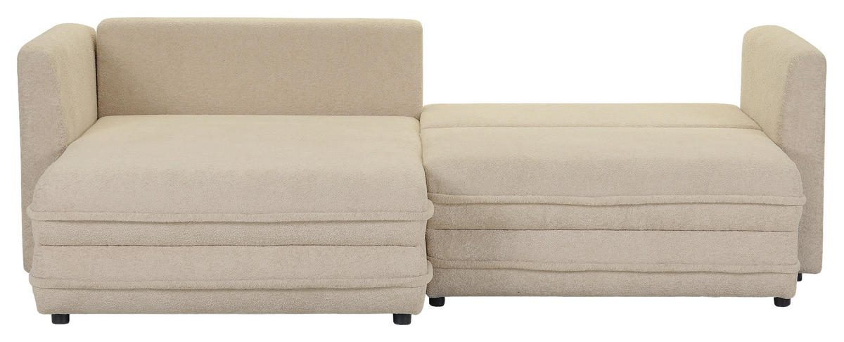 ECKSOFA Creme Plüsch Zierkissen, Rückenkissen, Bettkasten, Schlaffunktion, Rücken echt, Liegefläche im Originalstoff  - Beige/Creme, MODERN, Kunststoff/Textil (246/178cm) - Carryhome
