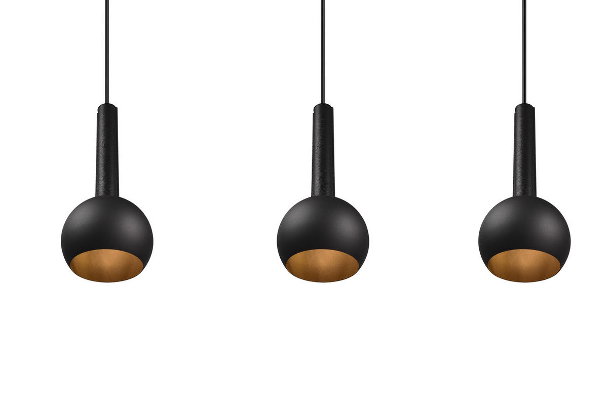 HÄNGELEUCHTE 100/200/20 cm  - Schwarz, Design, Leder/Metall (100/200/20cm) - Cinque