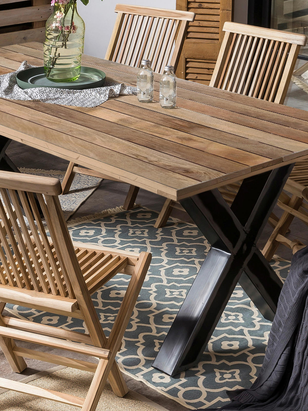 ESSTISCH in Holz, Metall 220/100/77 cm   - Schwarz/Naturfarben, Design, Holz/Metall (220/100/77cm) - Livetastic