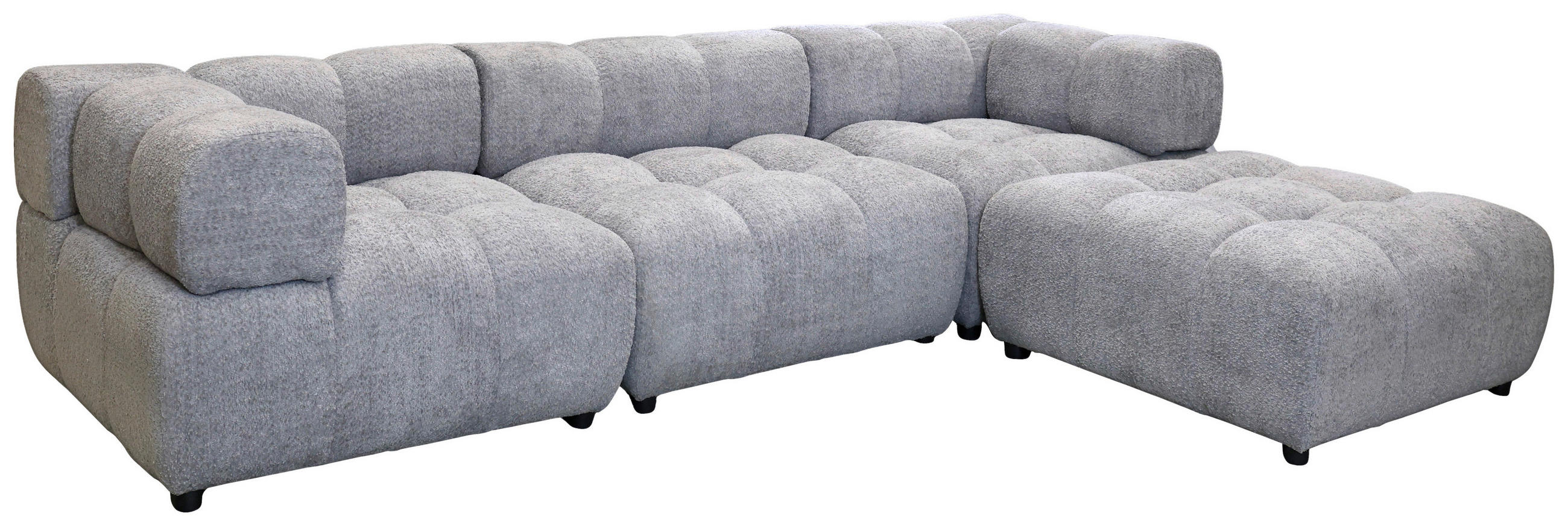 ECKSOFA ZAK Grau Bouclé  - Schwarz/Grau, Design, Kunststoff/Textil (280/186cm) - MID.YOU