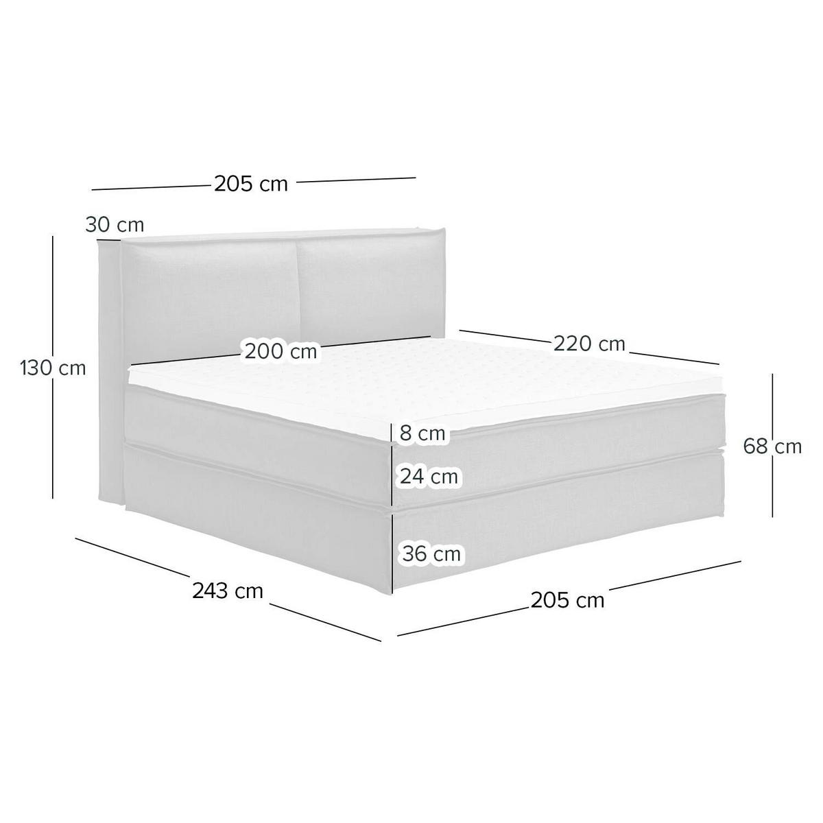 BOXSPRINGBETT 200/220 cm  in Anthrazit  - Anthrazit/Schwarz, Design, Kunststoff/Textil (200/220cm) - home24