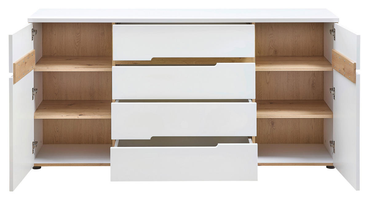 KOMODA   165/82/44 cm   bijela, hrast Artisan  - bijela/boje grafita, Moderno, drvni materijal (165/82/44cm) - Modern Living