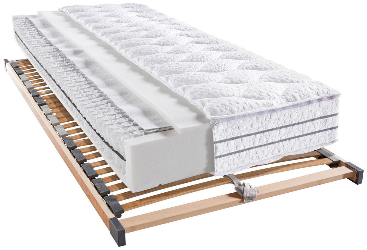 LEŽIŠČE Z ŽEPKASTIM VZMETENJE 90/200 cm  - bela, Basics, tekstil (90/200cm) - Sleeptex