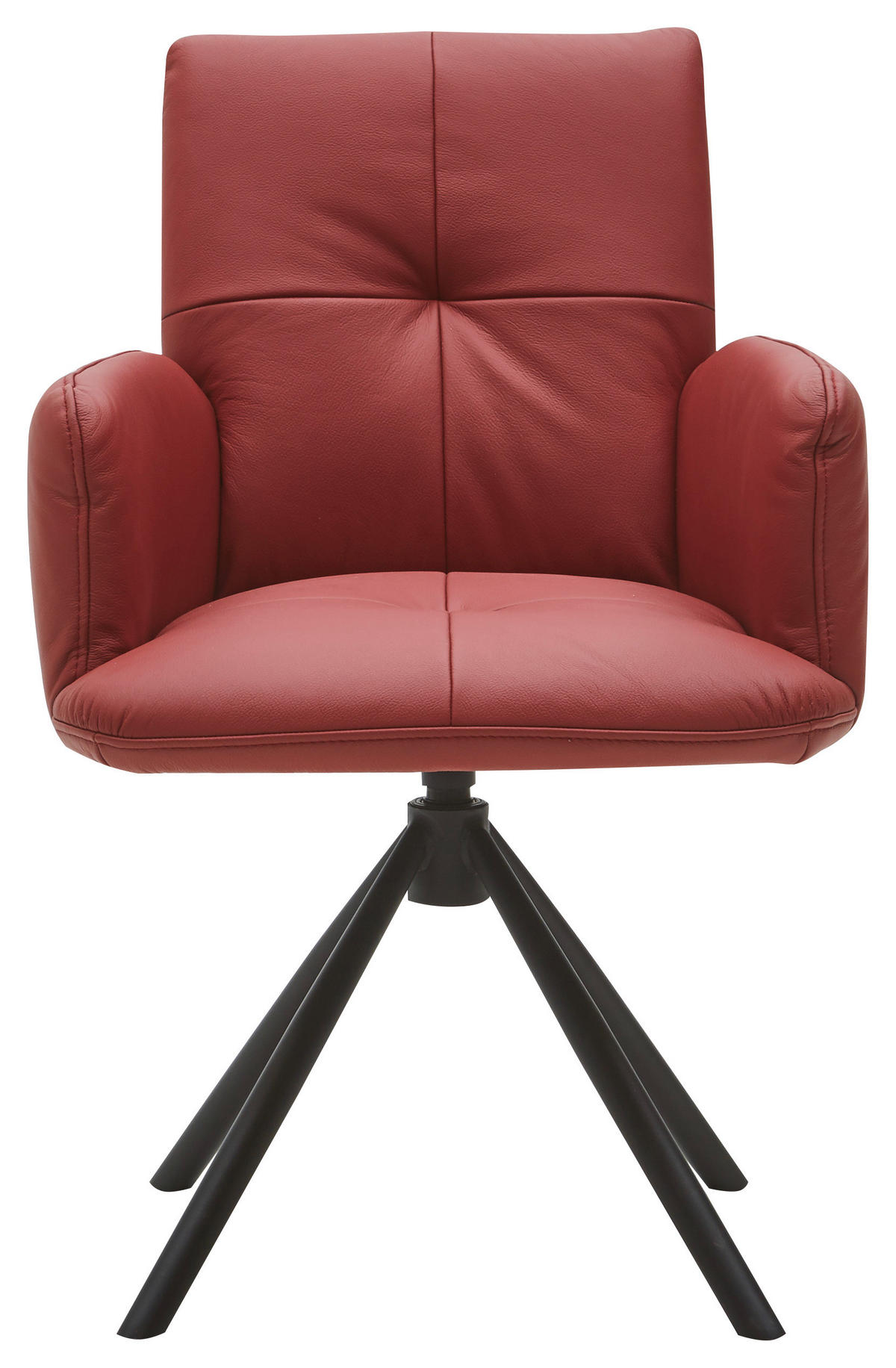 ARMLEHNSTUHL  in Echtleder pigmentiert  - Rot/Schwarz, Design, Leder/Metall (62/87/59cm) - Dieter Knoll