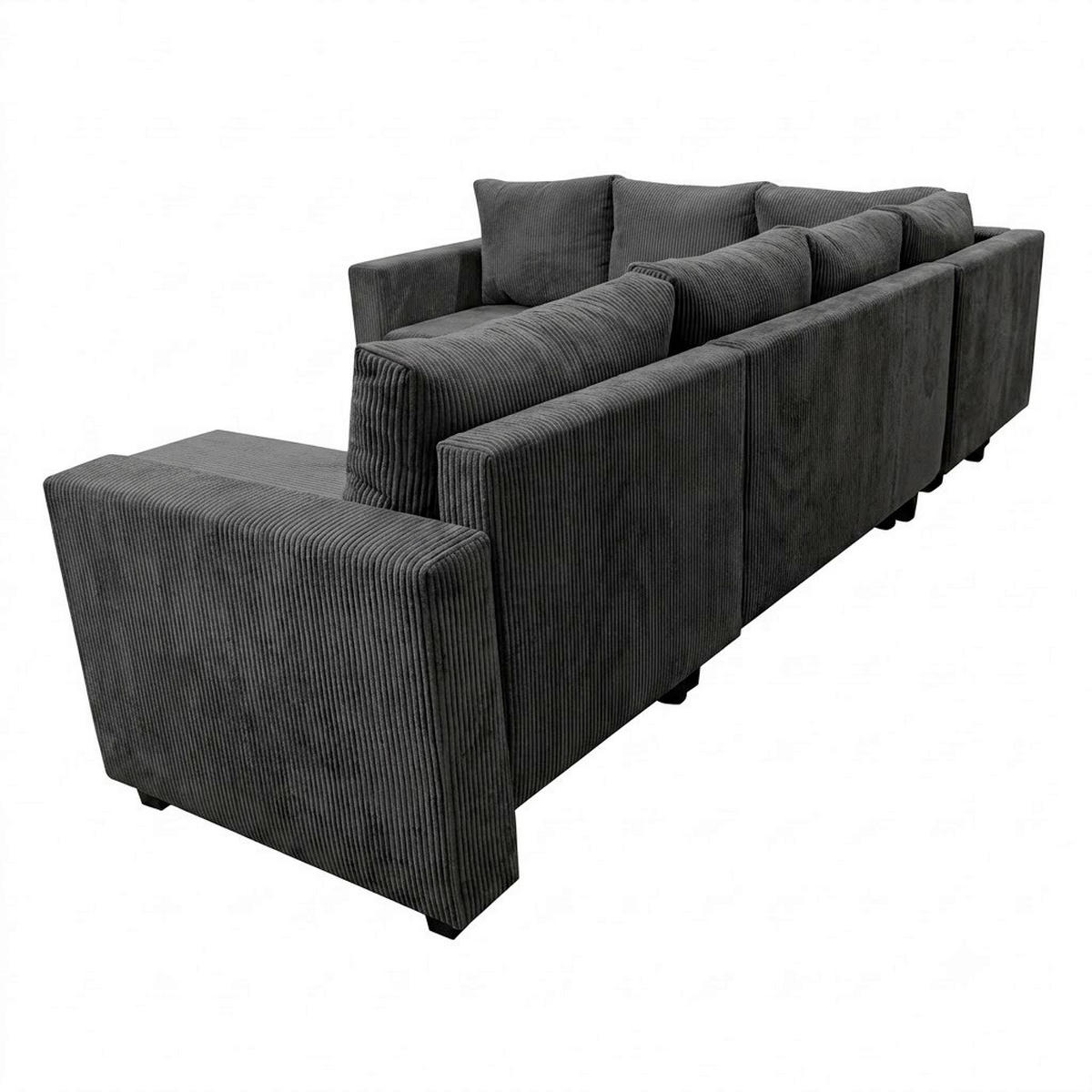 WOHNLANDSCHAFT TOP U Dunkelgrau Cord  - Dunkelgrau/Schwarz, Design, Kunststoff/Textil (223/304/156cm) - P & B