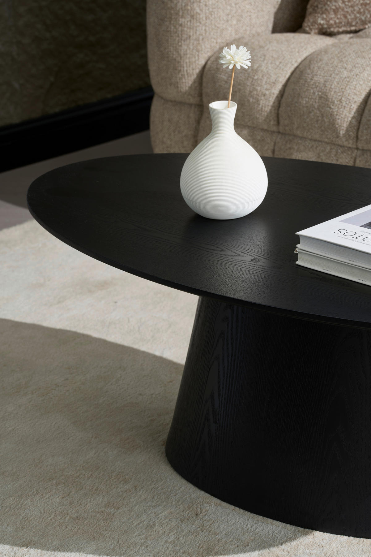 COUCHTISCH Pappel furniert 110/60/40 cm oval Schwarz  - Schwarz, Basics, Holz/Holzwerkstoff (110/60/40cm) - MID.YOU