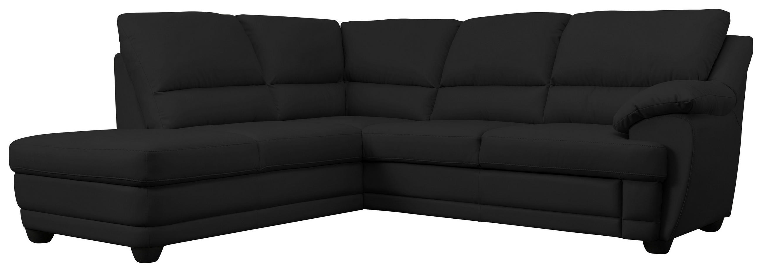 ECKSOFA Schwarz Lederlook Rücken echt  - Schwarz, Design, Kunststoff/Textil (225/245cm) - Livetastic