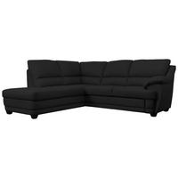ECKSOFA Schwarz Lederlook Rücken echt  - Schwarz, Design, Kunststoff/Textil (225/245cm) - Livetastic