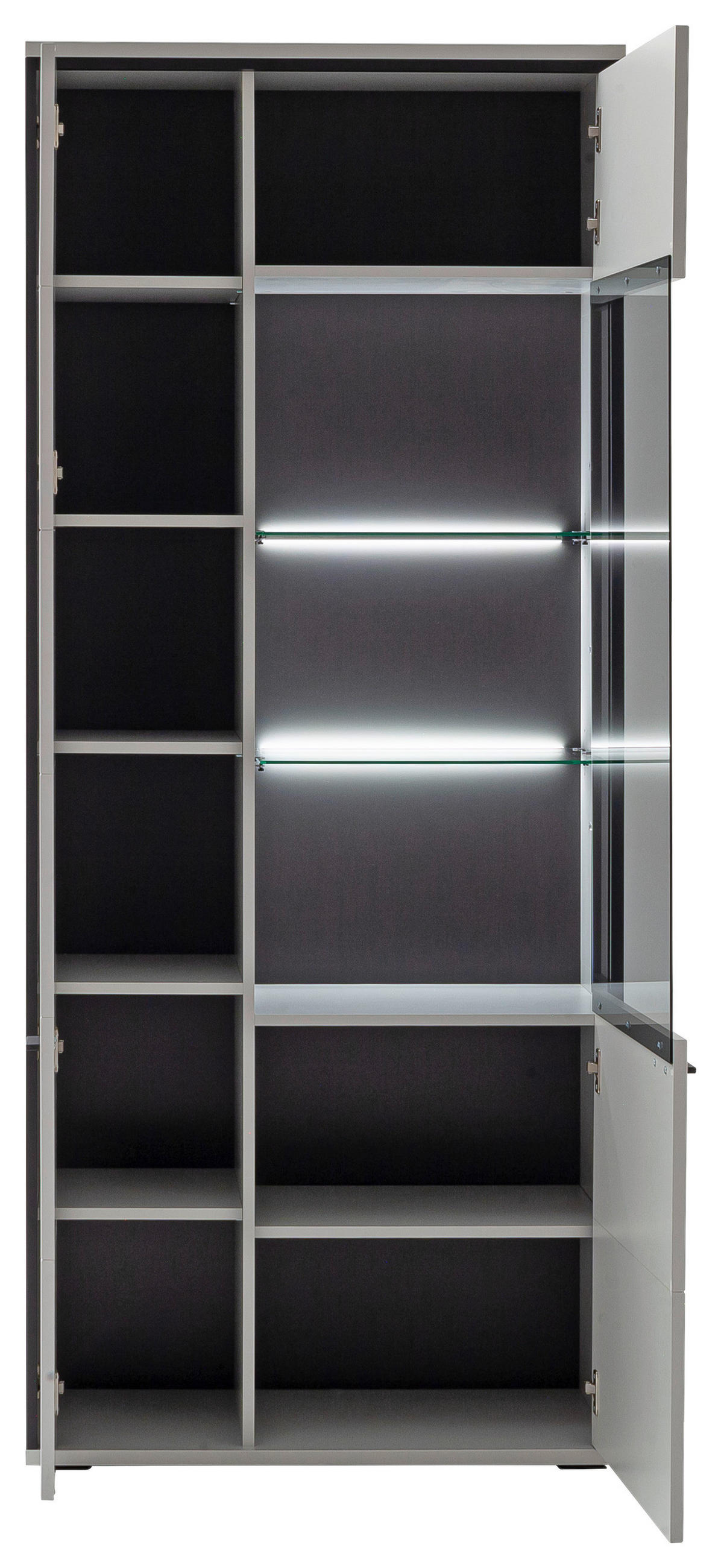 VITRINE Schwarz, Weiss  84/199/38 cm  - Weiss/Schwarz, Design, Glas/Holzwerkstoff (84/199/38cm) - Stylife
