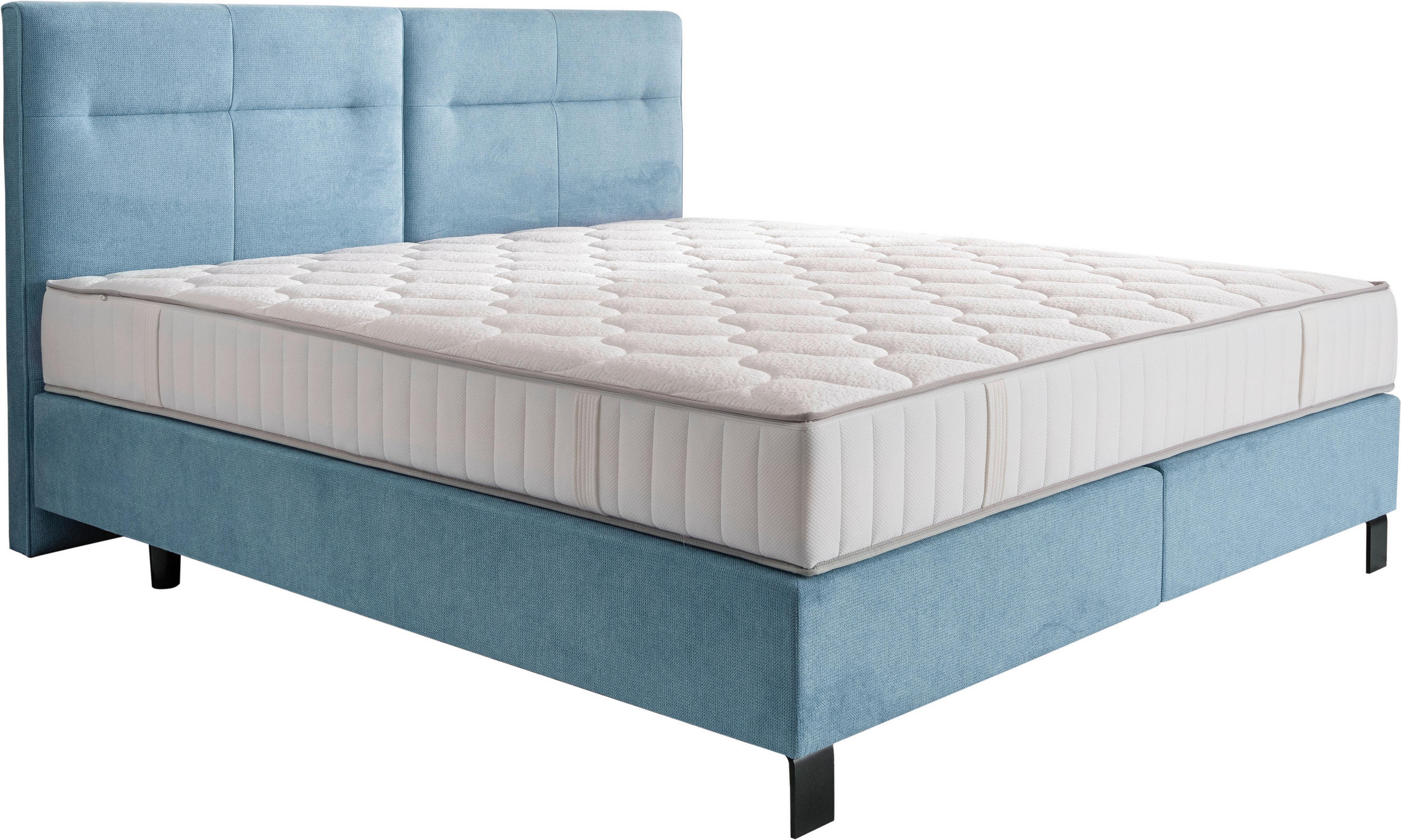 BOXSPRINGBETT 160/220 cm  in Pastellblau  - Pastellblau/Schwarz, KONVENTIONELL, Textil/Metall (160/220cm) - Esposa