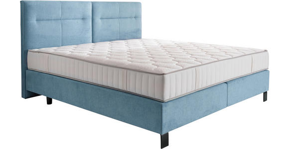 BOXSPRINGBETT 160/220 cm in Pastellblau - Pastellblau/Schwarz, KONVENTIONELL, Textil/Metall (160/220cm) - Esposa