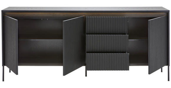 SIDEBOARD Schwarz Beleuchtung, Einlegeböden  - Schwarz, Design, Holzwerkstoff (192/82/40cm) - Hom`in