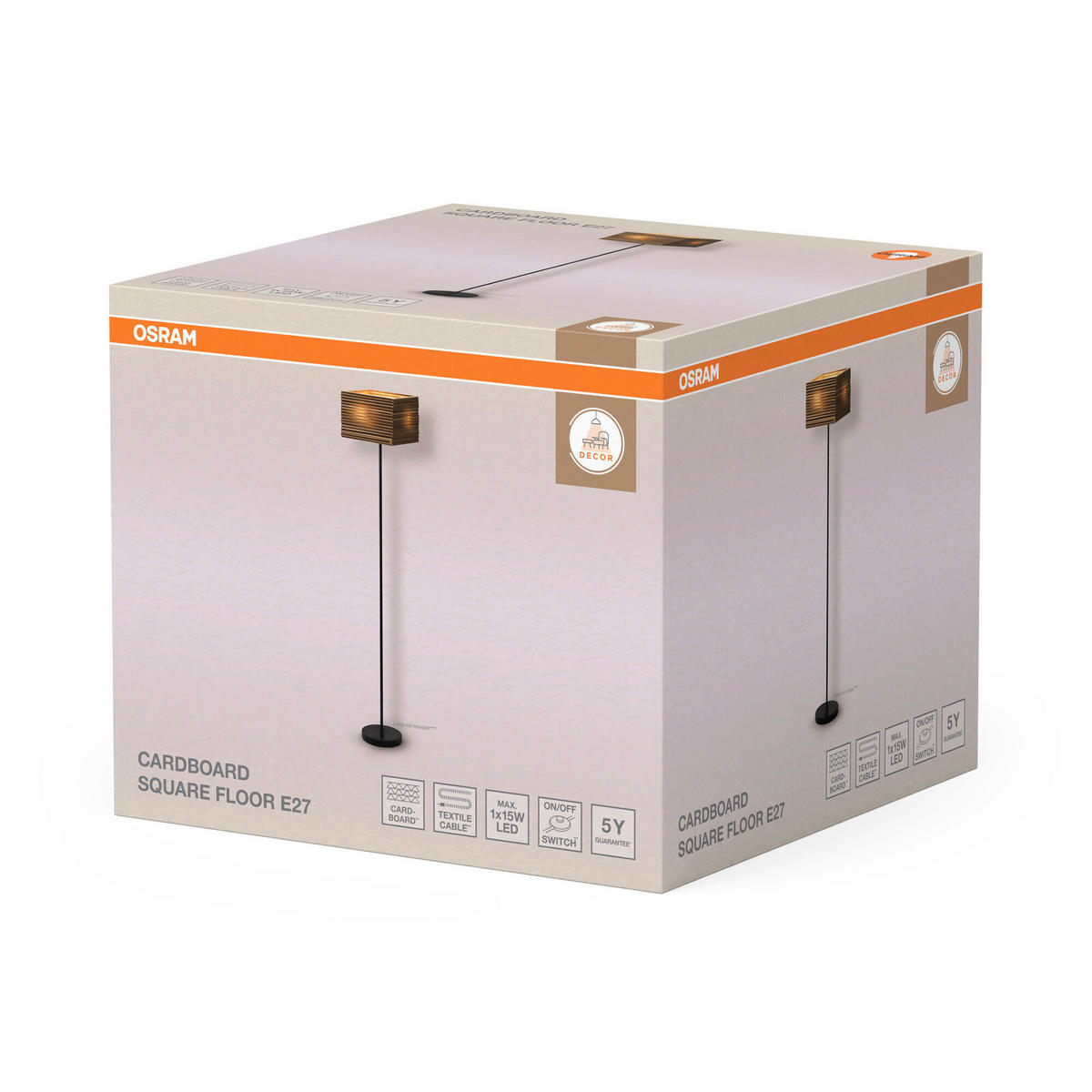 STEHLEUCHTE 30/30/160 cm    - Natur, Karton/Metall (30/30/160cm) - Osram