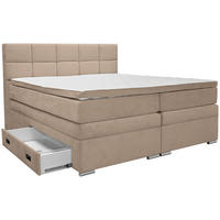 BOXSPRINGBETT 180/200 cm  in Beige  - Beige/Alufarben, KONVENTIONELL, Kunststoff/Textil (180/200cm) - Carryhome