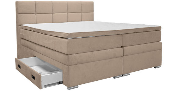 BOXSPRINGBETT 160/200 cm,  in Beige, Topper, Matratzen, Bettschubladen, H3 + H3 = fest  - Beige/Alufarben, KONVENTIONELL, Kunststoff/Textil (160/200cm) - Carryhome