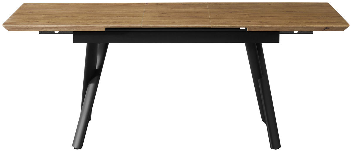 ESSTISCH 200/90/76 cm Nachbildung  Metall, Holzwerkstoff ausziehbar rechteckig Schwarz, Eichefarben  - Eichefarben/Schwarz, MODERN, Holzwerkstoff/Metall (200/90/76cm) - Livetastic