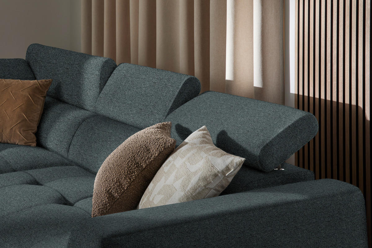 ECKSOFA in Struktur Dunkelgrau  205/284 cm  - Dunkelgrau/Schwarz, Design, Kunststoff/Textil (205/284cm) - Xora