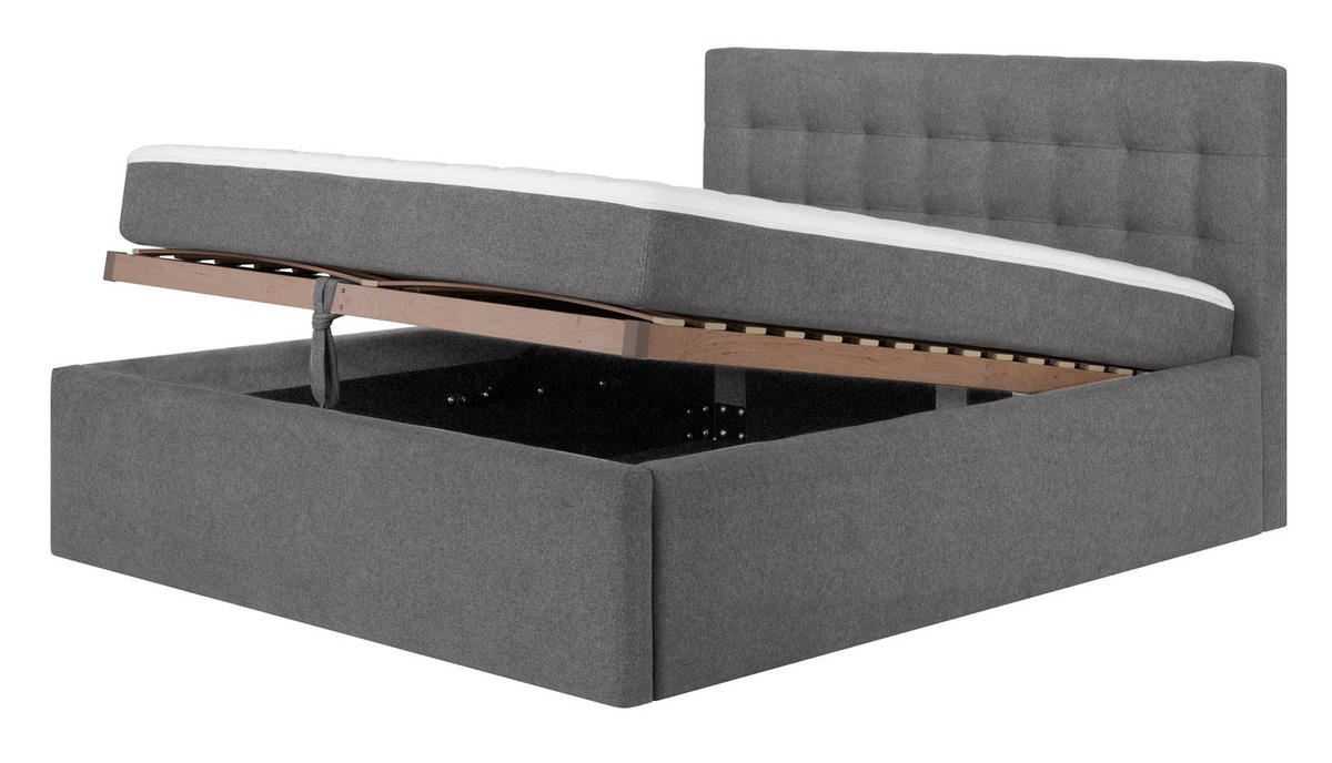 Pat Tip Boxspring Fără Arcuri, gri - negru/gri, Basics, textil (160cm) - Livetastic