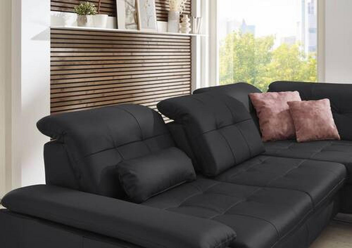 ECKSOFA in Echtleder Anthrazit  - Anthrazit/Alufarben, Design, Leder/Metall (309/211cm) - Beldomo Speed