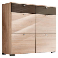 SCHUHSCHRANK  in 118/100/34 cm  - Eichefarben/Silberfarben, Design, Holzwerkstoff/Kunststoff (118/100/34cm) - Moderano