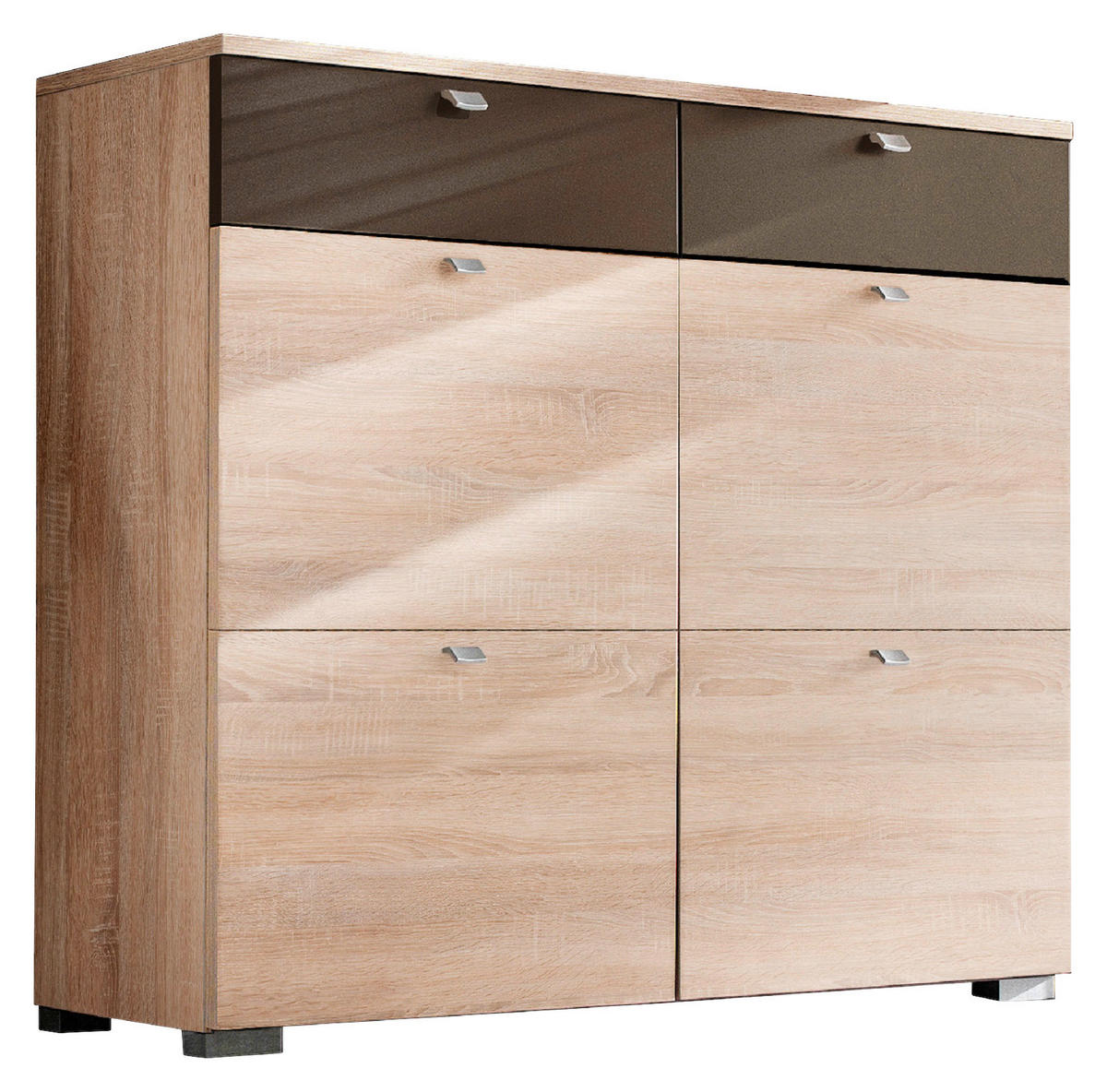 SCHUHSCHRANK  in 118/100/34 cm  - Eichefarben/Silberfarben, Design, Holzwerkstoff/Kunststoff (118/100/34cm) - Moderano