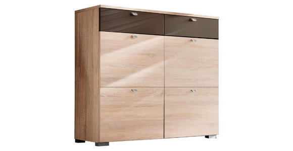 SCHUHSCHRANK 118/100/34 cm - Eichefarben/Silberfarben, Design, Holzwerkstoff/Kunststoff (118/100/34cm) - Moderano