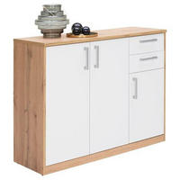 KOMMODE 106/84/36 cm  in Weiß, Eiche Wotan  - Silberfarben/Eiche Wotan, Basics, Holzwerkstoff/Kunststoff (106/84/36cm) - Xora